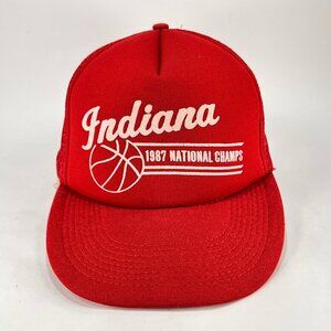 Vtg Indiana Hoosiers NCAA Snap Back Hat San Sun Red Foam Trucker Mesh Mens 80s